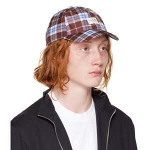 Rag & Bone Unisex Addison Baseball Cap in Burgundy Plaid
